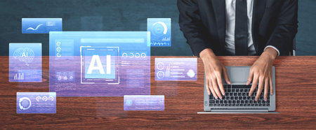 Comprehensive AI monitoring dashboard featuring neural network brain AI core surrounded by various...