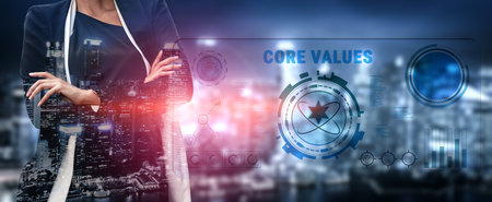 A concept of corporate core values and business ethics. These principles guide the company culture,...
