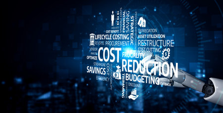 A conceptual representation of modern business strategy focusing on cost reduction and budgeting,...
