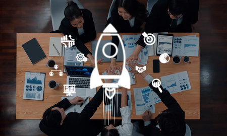 Professionals engage in collaborative data analysis in a modern office. The image symbolizes...