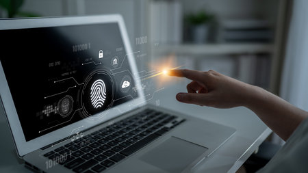 Biometric fingerprint identification and cybersecurity system ensuring secure access, identity...