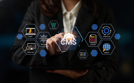 Concept of a Content Management System (CMS). A platform for website administration, digital content...