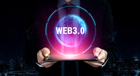 The global impact of the Web 3.0 next generation internet. A futuristic concept of a worldwide...