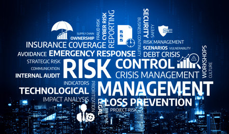 This image illustrates essential risk management concepts through a visually engaging cloud of...
