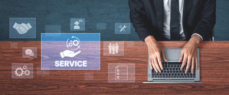 Customer service and support workflow with cooperation, communication, maintenance, and checklist...
