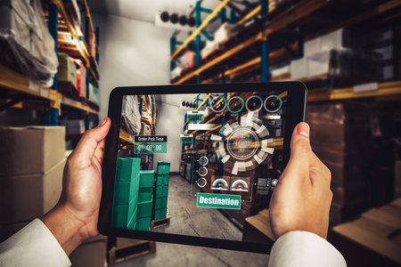 Smart warehouse management system using augmented reality technology to identify package picking and...