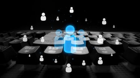 People networking, business connections, digital networking platforms, professional collaboration, and expanding opportunities through business relationship building and engagement.の写真素材