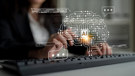 AI brain circuit symbolizing machine learning, automation, data processing, and advanced analytics...