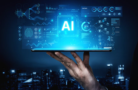 A futuristic AI dashboard for business intelligence. This platform showcases advanced data...