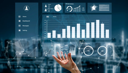A detailed interactive data dashboard showcasing various metrics and graphs for performance...
