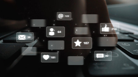 Social media engagement with interaction metrics showing comments, social media reactions, social...