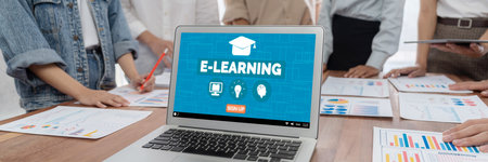 E-learning website with software for student to study online on the internet network