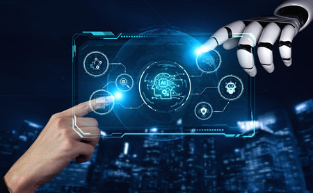 Smart AI command center concept for monitoring industry system, manufacturing reliability, services,...
