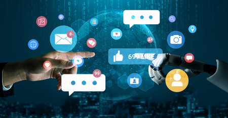 AI analyzing online engagement patterns and user interaction metrics to enhance communication...