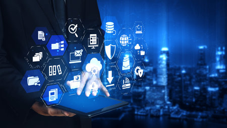 Concept design of managing online documents with cloud storage, digital file management, and secure...