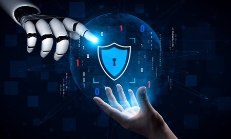 AI artificial intelligence strengthens cybersecurity with intelligent threat detection, virtual...