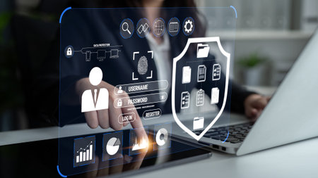 User Authentication and Security Concepts Displayed on a Modern Digital Screen in an Office...