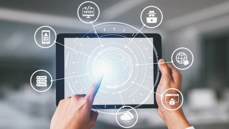 Software development with coding overlays, programming languages, developer tools, mobile app...