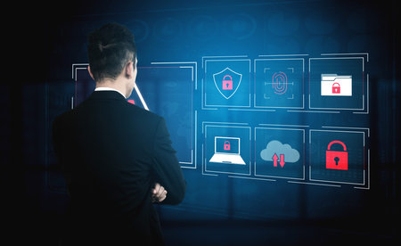 Cybersecurity threat focuses on cybersecurity, threat, and data breach with strong emphasis on...