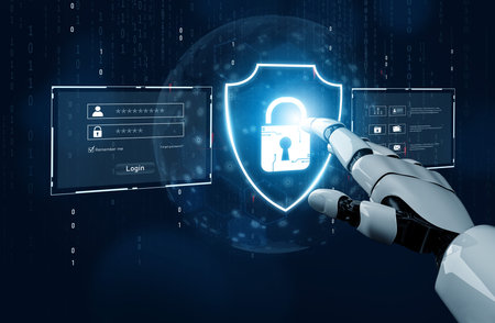 AI artificial intelligence strengthens cybersecurity with intelligent threat detection, virtual...