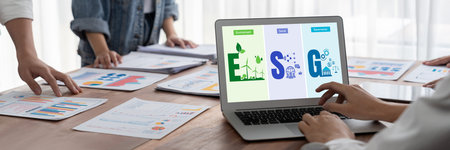 ESG environmental social governance policy for brisk business to set a standard to achieve high ESG scoreの写真素材