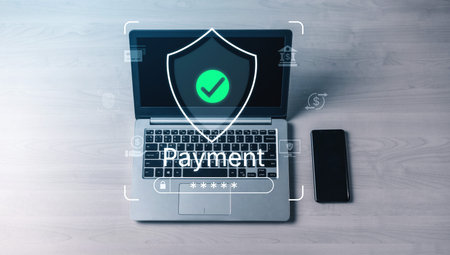Concept of a secure payment gateway. This system uses encryption and authentication to protect...