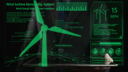 Capture the essence of renewable energy with a digital monitoring system for wind turbines,...