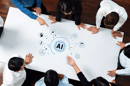 Collaborative Group Brainstorming Session Focusing on Artificial Intelligence Concepts and Ideas in...