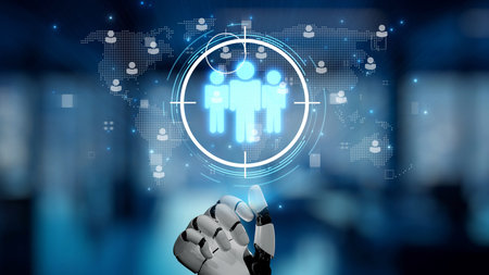 AI sharpens audience targeting via virtual assistant profiling, artificial intelligence segmentation, and AI-driven marketing analysis. Kernelの写真素材