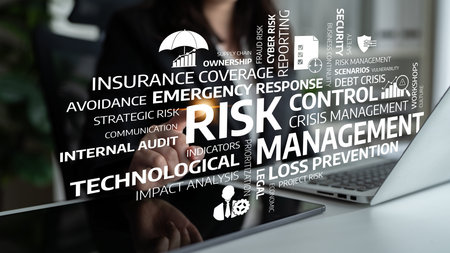 This image showcases essential concepts of risk management, focusing on strategies like insurance...