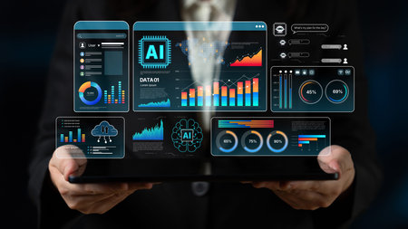 AI Assistant Brain Processor with LLM Technology, Big Data, Machine Learning, Generative AI for Business Support, Future Agentic AI Technology and Artificial Intelligence Prompt Engineering. Splineの写真素材