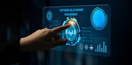 Customer Relationship Management (CRM) system for business. A platform to manage customer interactions, support services, and improve satisfaction.の写真素材