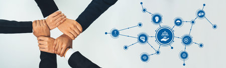 A visually striking image showcasing hands coming together symbolizes collaboration and ethics in...
