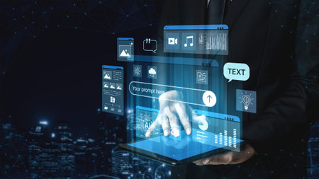 Prompt driven AI interface enabling text, image vision, audio and media video data neural asset and...