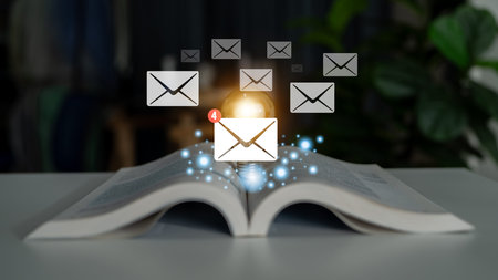 An email inbox with a new message notification alert. A concept of digital communication,...
