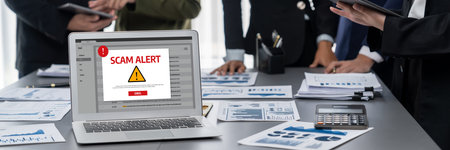 Cyber security software show alert of cyber attack for protection brisk. Danger from virus, phishing...
