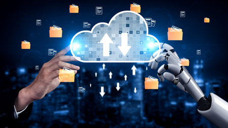 AI artificial intelligence optimizes cloud infrastructure with virtual assistants and intelligent...