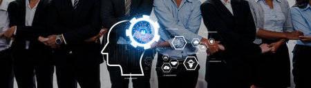Abstract representation of teamwork and innovation in a corporate environment, showcasing diverse...