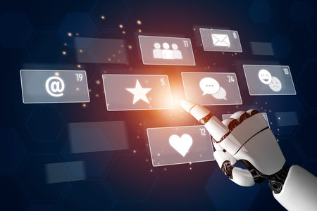 AI analyzing social media metrics, reading user interaction patterns, tracking engagement levels,...