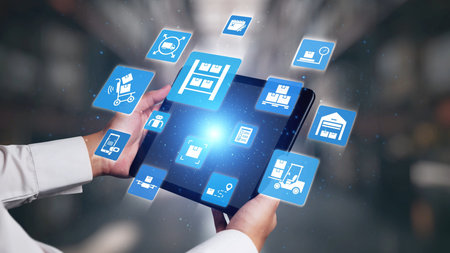 Concept of smart shelves revolutionizes logistics management. This system ensures efficient...