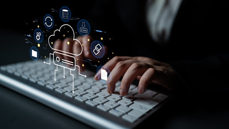 A cloud storage and data synchronization service ecosystem. A concept of cloud computing for file...