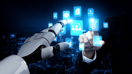 AI CRM platforms analyze customer data, predict needs, automate communication, and strengthen relationships for improved loyalty and growth. Enticeの写真素材