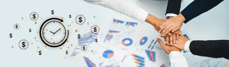 The concept of time is money in business and finance. Represents financial efficiency, investment...