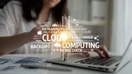 A business professional engages in cloud computing tasks at a laptop, emphasizing the importance of...