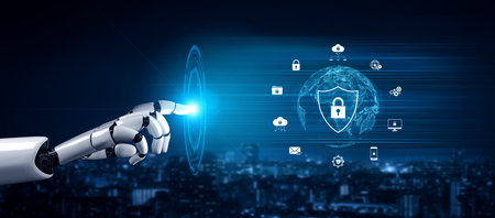 AI artificial intelligence strengthens cybersecurity with intelligent threat detection, virtual...