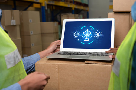 AI ethics responsibility standard law and rules on computer screen provide report of AI ethic...