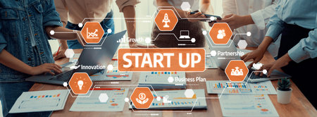 A dynamic scene showcasing a diverse team engaged in a business strategy session, emphasizing...