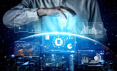 Big data visualization dashboard showing analytics, insights, and performance. Data supports...