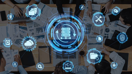 Data recovery icons show backup, data recovery process, and secure restoration. Data recovery...