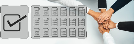 Task management concept illustrating digital checklist, document organization, and workflow tracking...
